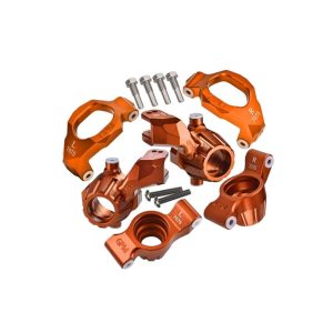 Set sterzo in alluminio con C-hub anteriore e portamozzo posteriore +KT arancione GPM TRX Maxx / Maxx Slash